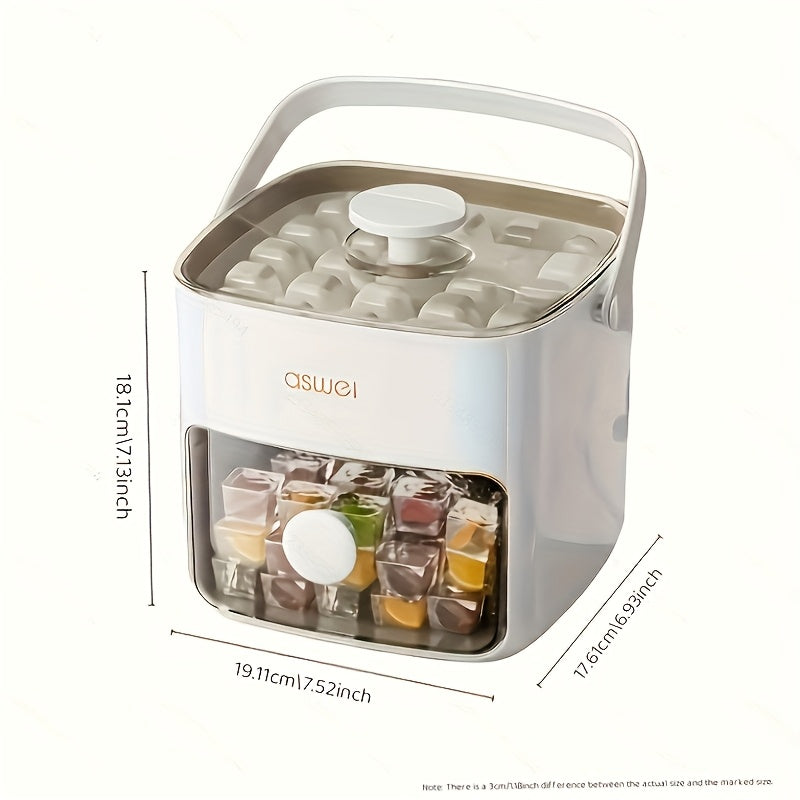 Large Capacity Ice Maker Bucket with Dual Layers and 48 Compartments, Food-Grade Plastic with Built-in Freezer Box, Ideal for Home, Office, and Outdoor Use | Easy-to-Clean Material, Countertop Ice Tray